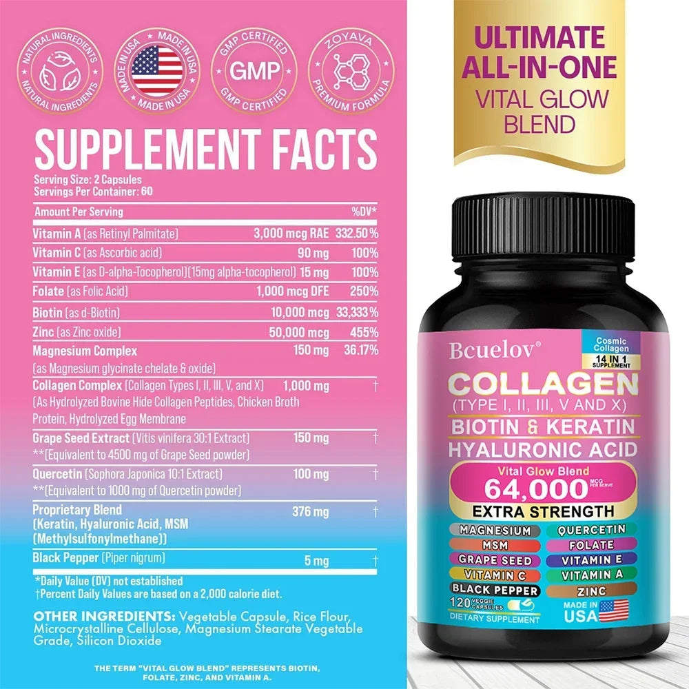 Collagen Capsules Biotin Keratin Skin Care AgeWellAu