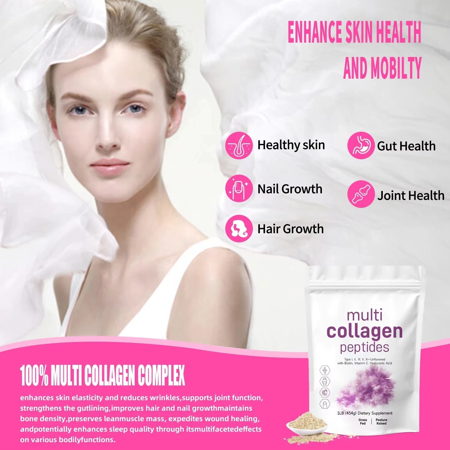 454G Multi Collagen Peptides Powder AgeWellAu