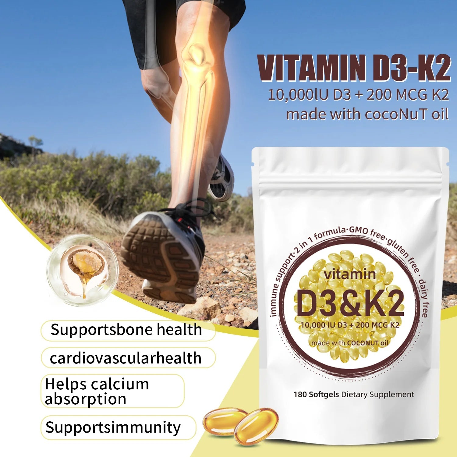 Vitamin D3 K2 Softgels AgeWellAu
